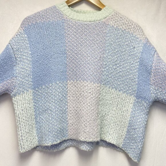 Jessica Simpson Knit Pastel Color-block Oversized Cropped Sweater Women XS Blue - Picture 10 of 16